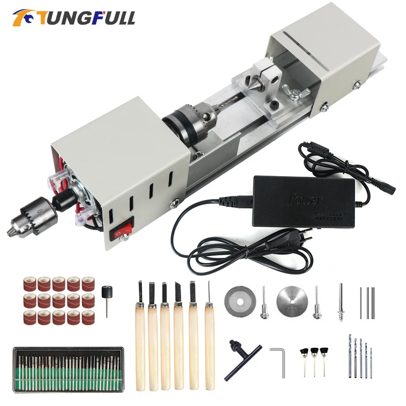 Mini Wood Lathe Machine DIY Woodworking Miniature Buddha Pearl Lathe Grinding Po