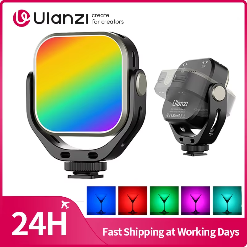 Bi-color RGB Fill Light Rotatable Video Light for Camera Smartphone Clip with Co