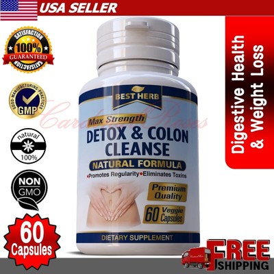 Best Herb COLON DETOX Cleanse 1000mg Weight Loss Slimming Supplement 60 Capsules