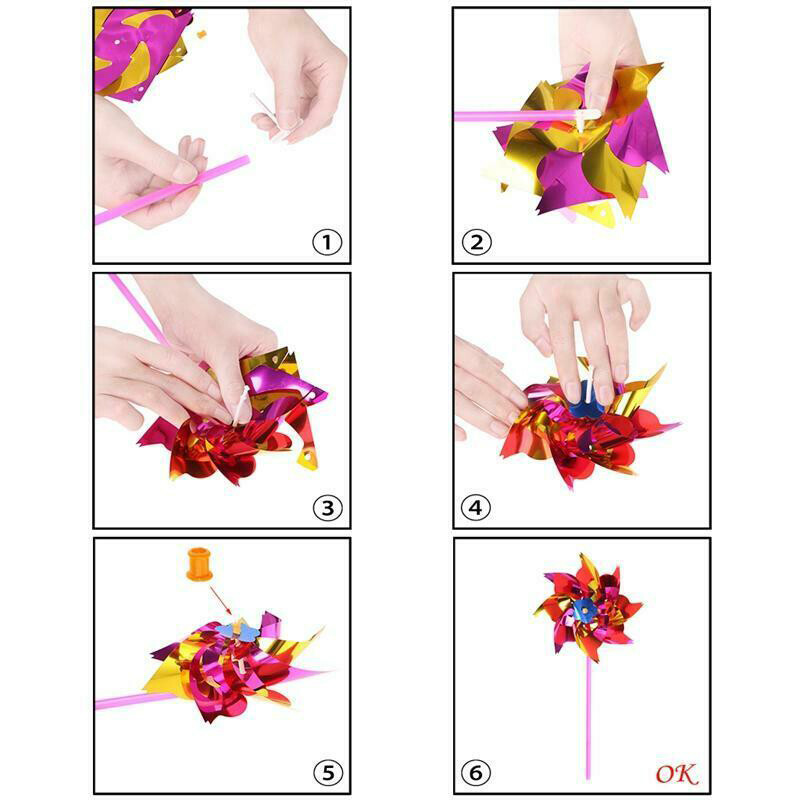 10X Plastic Windmill Pinwheel Wind Spinner Kids Toy Lawn Yard Garden Decoratio
