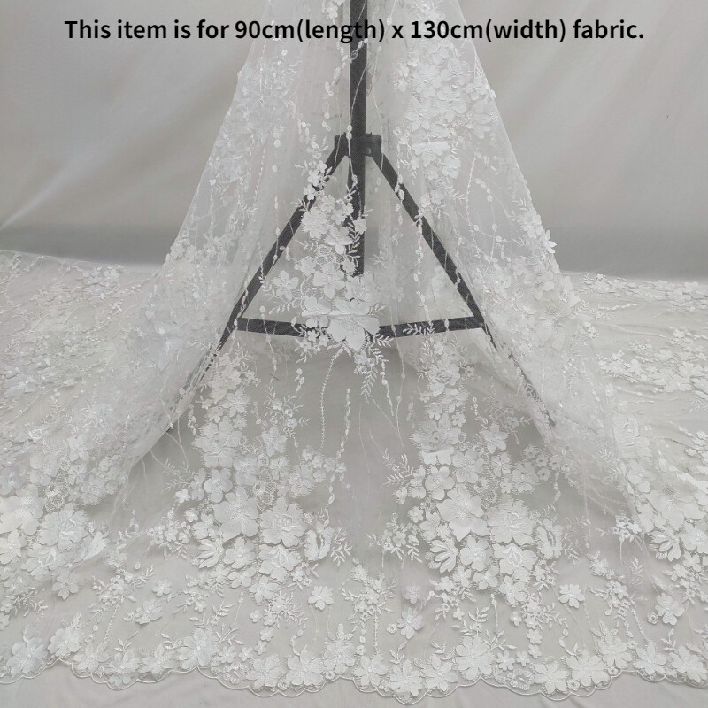 Floral Lace Embroidery Fabric Mesh 3D Flower Bridal Wedding Dress Cloth DIY