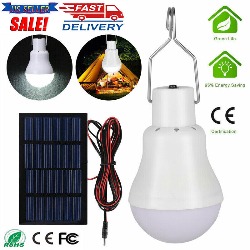 Solar Panel Garden Lights Shed Outdoor Protable Yard Lamp LED Camping Tent Bulbs