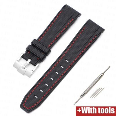Silicone Watch Band Curved End Bracelet Colorful Rubber Pin Buckle Strap 20mm