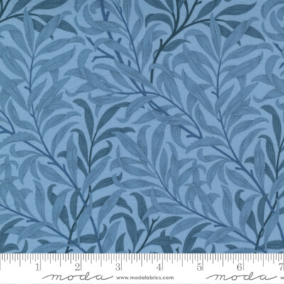 Moda Best Of William Morris Light Blue 100% Quilt Cotton Leaves 8361-14 BTY