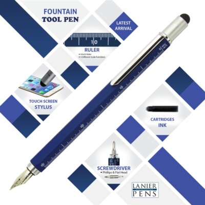 Monteverde USA One Touch Tool Pen, Fountain Pen, Dark Blue (MV35293)
