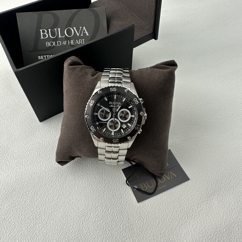 Pre-owned Bulova Marine Star/98b401 Chronograph Grey Dial 41.5mm Quartz Men's-watch