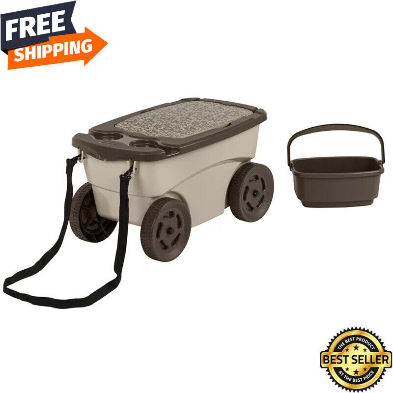 Rolling Garden Scooter Utility Wagon W/Wheels & Pull Strap Compact Outdoor New