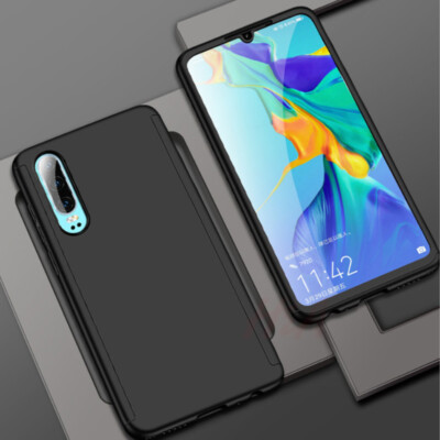 For Huawei P40 Lite P30 Pro P20 Mate 20 360° Full Case Cover + Tempered Glass