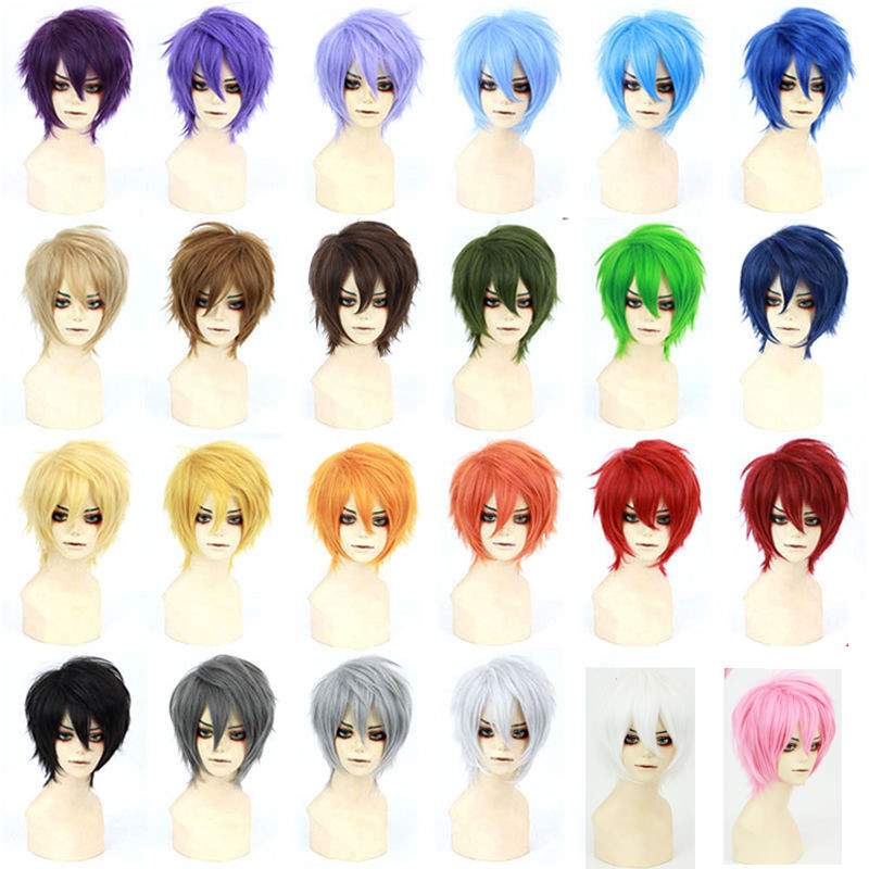 Men Male Short Full Wigs Boys Anime Cosplay Costume Party Synthetic Hair Wig @M