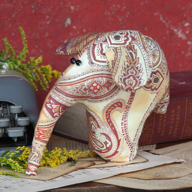 Vintage Design Stoffelefant 13 cm Elefant Dekoartikel Wildtier Shabby Handarbeit