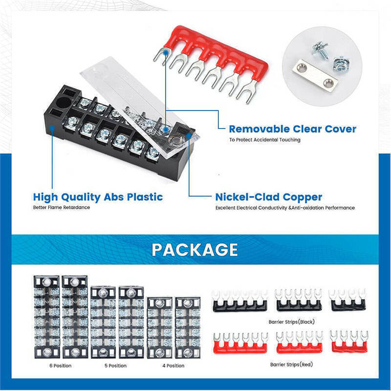 US Dual Row 3-12 Positions 600V 15A Screw Terminal Block Terminal Barrier Strip