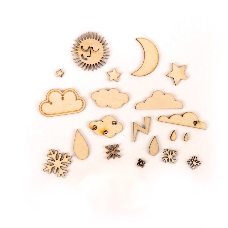Weather Phenomenon Pattern Wooden Scrapbooking Painting Craft Handmade DIY 20pcs