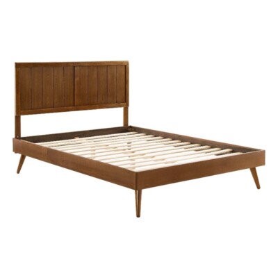 Modway Alana Full Wood Platform Bed with Splayed Legs in Wal