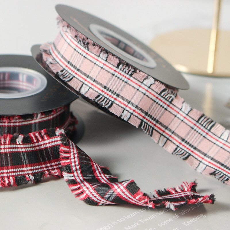 Bouquet Packaging Hair Bow Material Raw Edge Lattice Ribbons