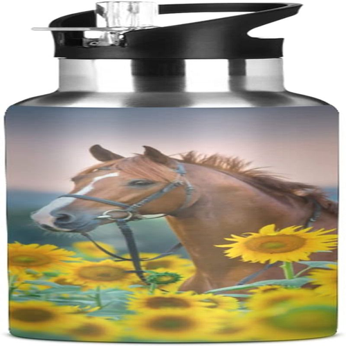 Sunflower Horse Water Bottle with Straw Lid Kids Vacuum Insu