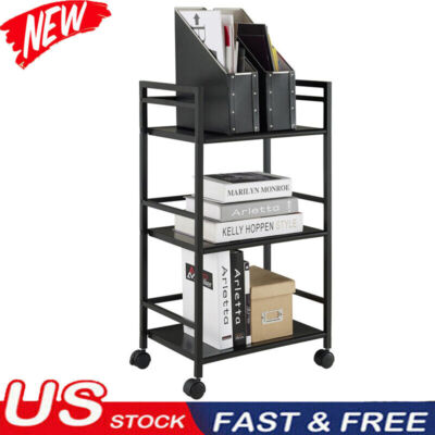 Rolling Cart W/ 3-Shelf Storage Trolley Metal Utility Wheels Shelving Kitchen US