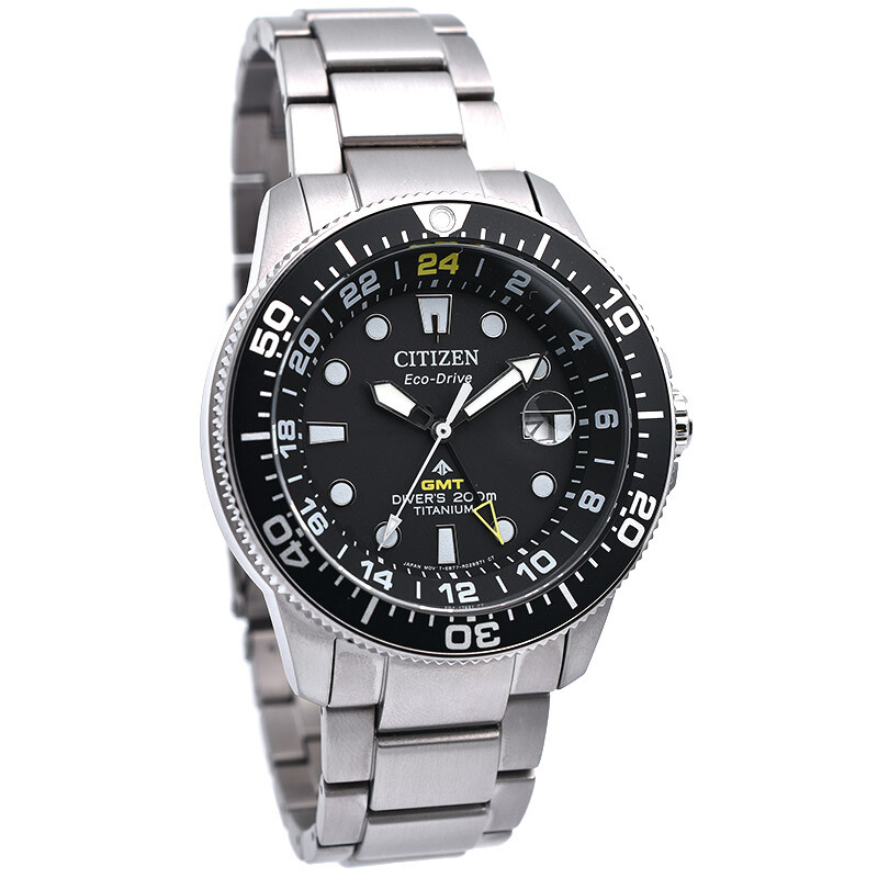 Pre-owned Citizen Promaster Bj7110-89e Eco-drive Marine Series Gmt Diver Titanium Watch