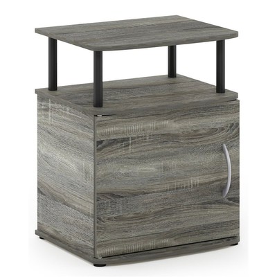 Pemberly Row Engineered Wood Utility Design End Table in French Oak Gray/Black