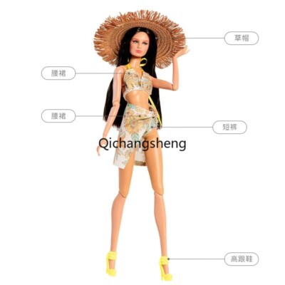 Charming Beach Outfits 1/6 Doll Clothes Bra Underwear Gown Accessories Toy 11.5''