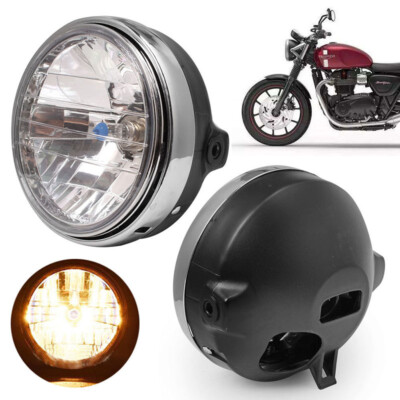 7''Motorcycle LED Headlight Turn Light Universal Fit For Bobber Cafe Racer