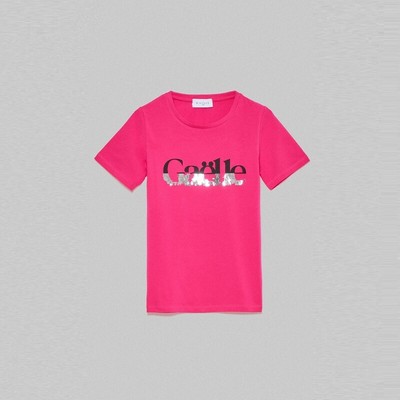 

Женская футболка GAELLE Paris GBDP17010 Фуксия с пайетками E2023, Fuchsia