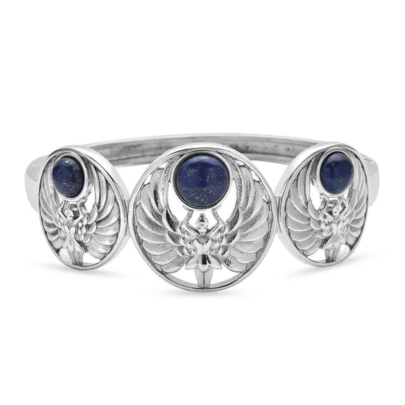 Shop LC Lapis Lazuli round Stainless Steel Angel Bangle Cuff Bracelet for Women Size 8
