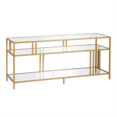 Henn&Hart 55" Brass Metal/Glass TV Stand