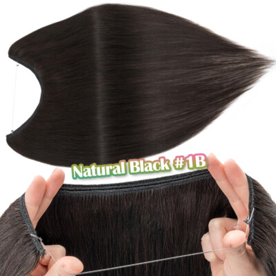 Wire on/Clip in Real Remy Human Hair Extensions Thick Balayage Hairpiece & Ring