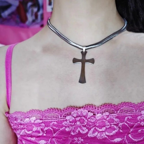 90's civarize cross necklace グランジ　y2k Y2K Gothic Rhinestone Cross Necklace - Etsy