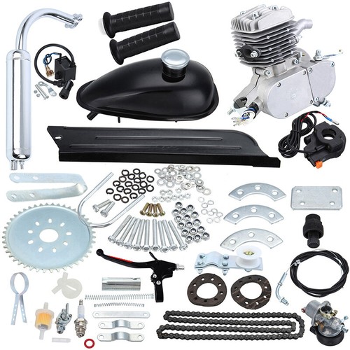 50cc 2 Stroke Gas Engine Motor Kit DIY For Motorized Bicycle Bike Cycle Silver