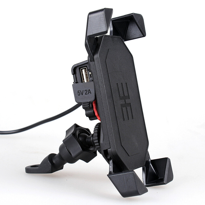 Motorcycle Handlebar Cell Phone Mount Holder with USB Charger For Smartphones US