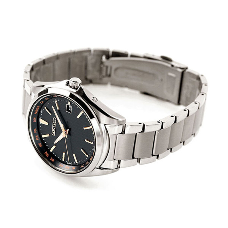 Pre-owned Seiko Selection Sbtm293 Black Dial Titanium Solar Atomic Radio Men Watch Box