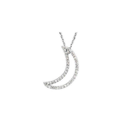 JADiamonds 14K White 1/5 CTW Natural Diamond Crescent Moon 16" Necklace