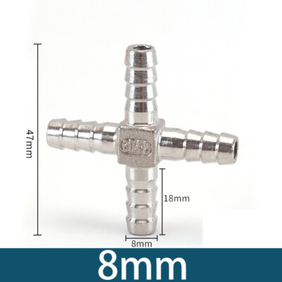 Stainless Cross 4 Hose Joiner Barbed Splitter Connector Air Fuel Water Pipe Gas