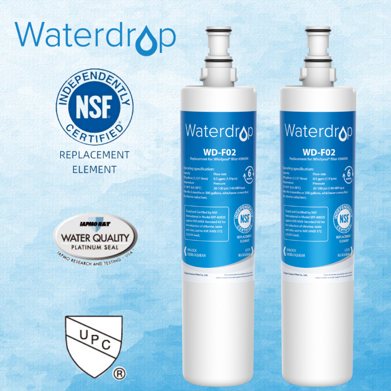 Waterdrop 4396508, 4396510, 4396508p, 4396547 Refrigerator Water Filter, 2 Packs