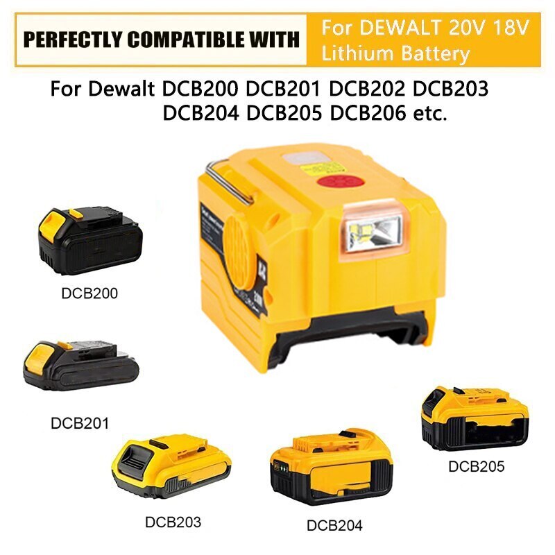 For Dewalt Power Inverter DC 18-20V Battery To AC 120V/220V USB Outdoor Camping