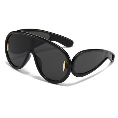 Fashion Wave Mask Sunglasses for Women Men Oversized Futuristic Shield Glasses