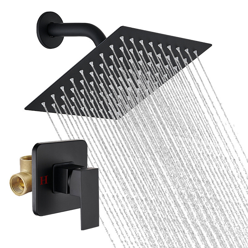 Wall Mounted Shower Faucet Set Rainfall Shower Head Combo with