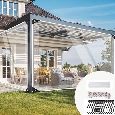 Jianyana Transparent Tarpaulin, 420 g/m² Pvc Clear Tarpaulin Waterproof Heavy 