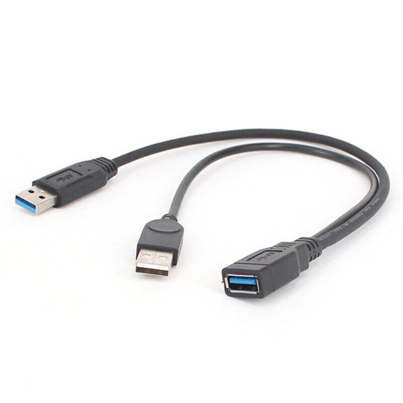 USB 3.0 Cable Dual Power Charge Cables Y Adapter Male to Fem