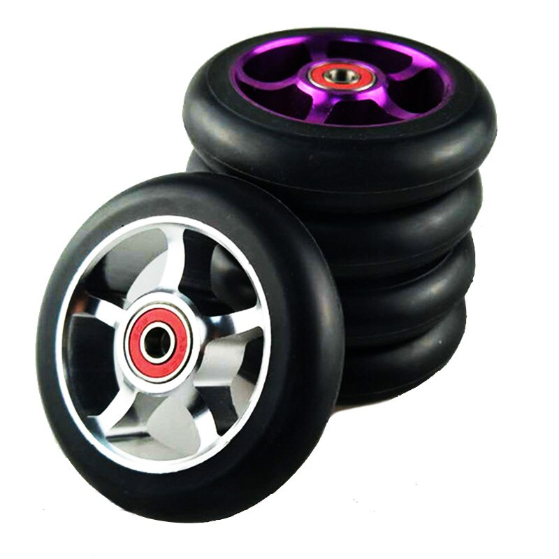 100mm Scooter Wheels Skateboard Wheelchair wheel Aluminium Alloy Steel Hub 2 pie