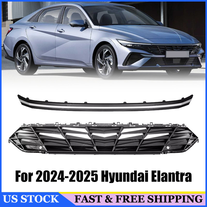 For 2024-25 Hyundai Elantra Front Grille W/Chrome Trim & Sensor Hole W/O Camera