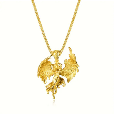 Succubus Angel Jewelry Golden Sexy Goddess Standing Pendant Necklace