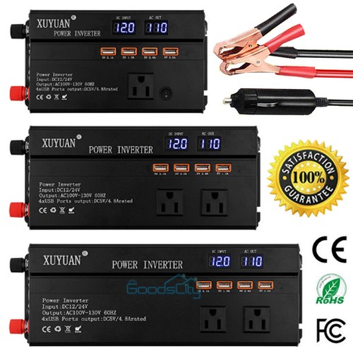 6000W Car Power Inverter DC 12V To AC 110V Pure Sine Wave Solar Converter LCD