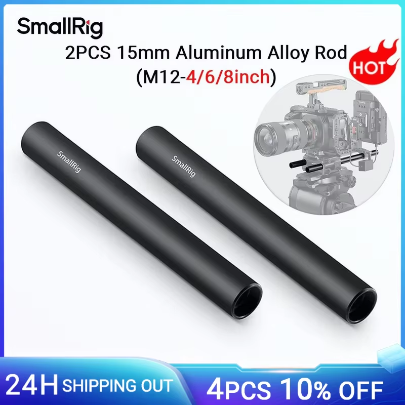 Aluminum Alloy 15mm Rod Camera Rail Rod 10/15/20cm 4/6/8Inch 2 Pcs Set for DSLR