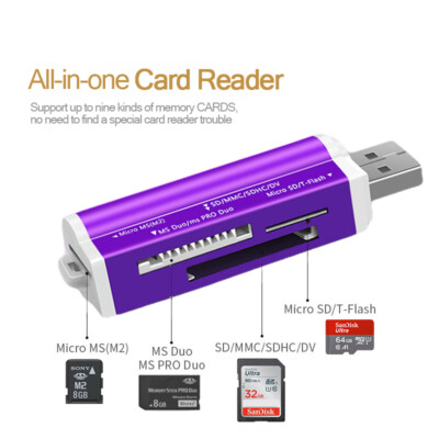 Mini Alu Kartenleser Speicherkarten Adapter SDHC M2 MMC USB Micro SD Card Reader