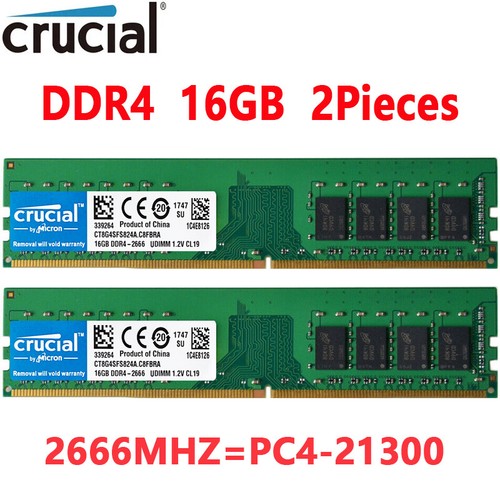 Crucial DDR4 PC4-21300(DDR4-2666)32GB×2枚 Crucial 32GB Kit (16GBx2), 288-pin DIMM, DDR4 PC4-21300, at