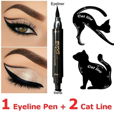 2x Cat Eye Eyeliner Eyeshadow Stencil Card+1xBlack Winged Liquid Eyeliner...