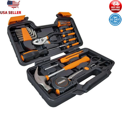 39 Pc Hand Tool Kit DIY Repair Home Maintenance Resist Corrosion W/ Storage Case
