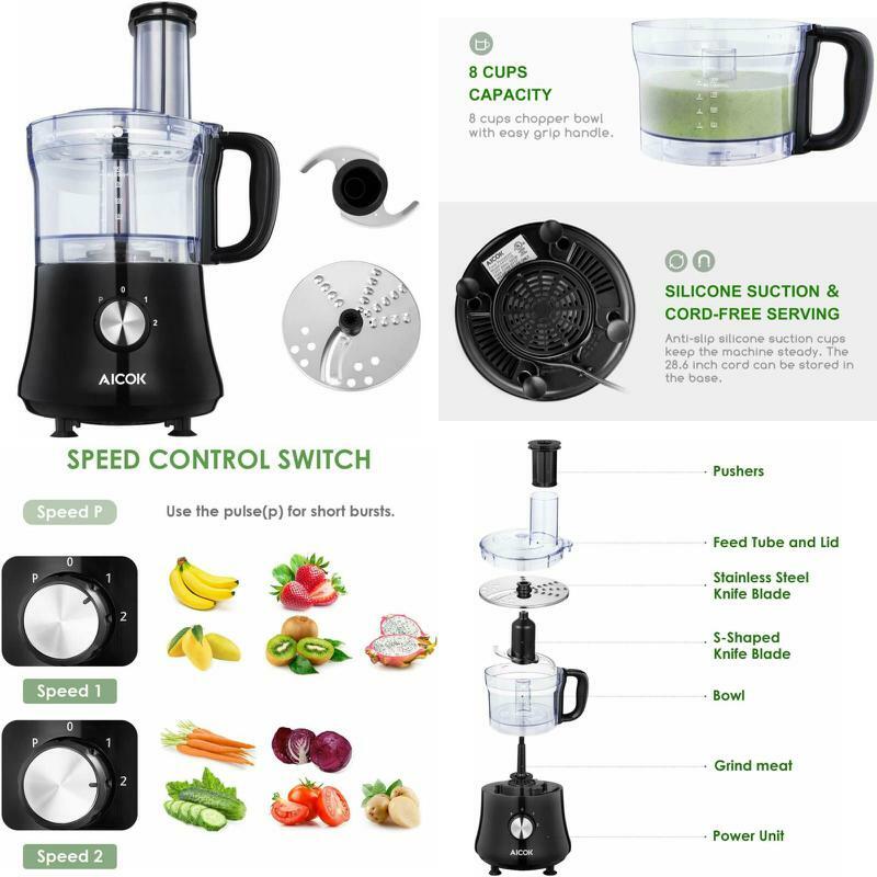 Food Processor 8-Cup Meat/Vegetables Processor Stainless Ste